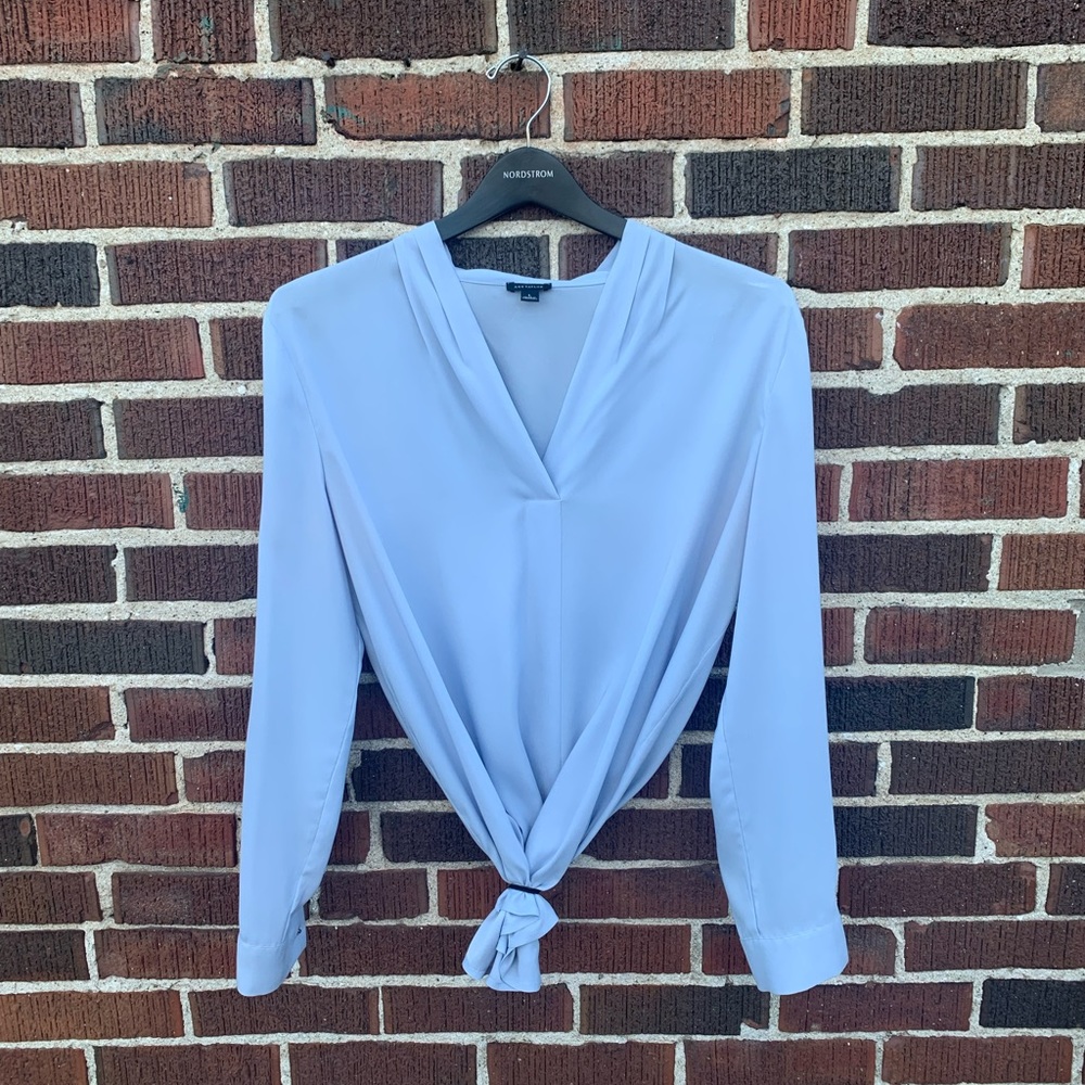 Ann Taylor light blue silky flowy blouse